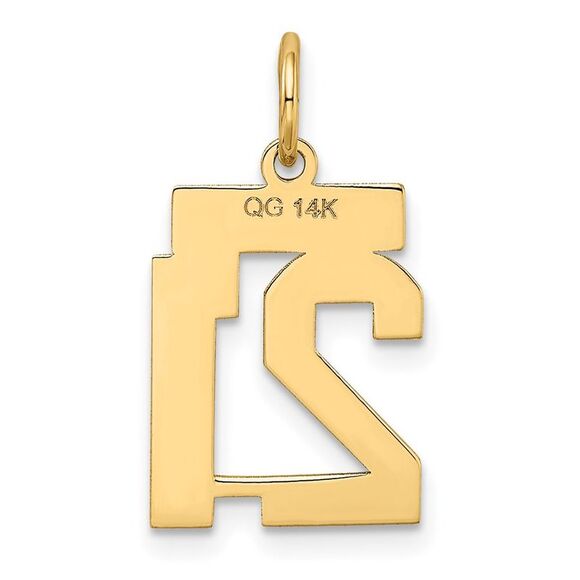 14k Yellow Gold, Jersey Collection, Small Number 21 Pendant - Picture 3 of 5